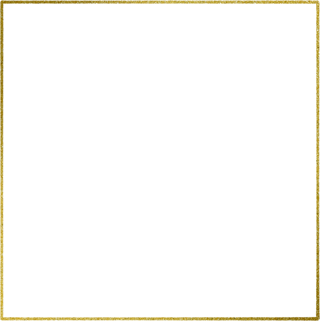 Gold square frame element with line border png.